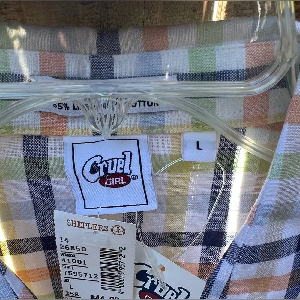 👗Cruel Girl Multicolor Plaid Button Down Shirt - Picture 4 of 6